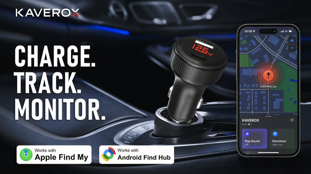 Kaverox: 1st 65W Car Charger with Dual-System Tracking