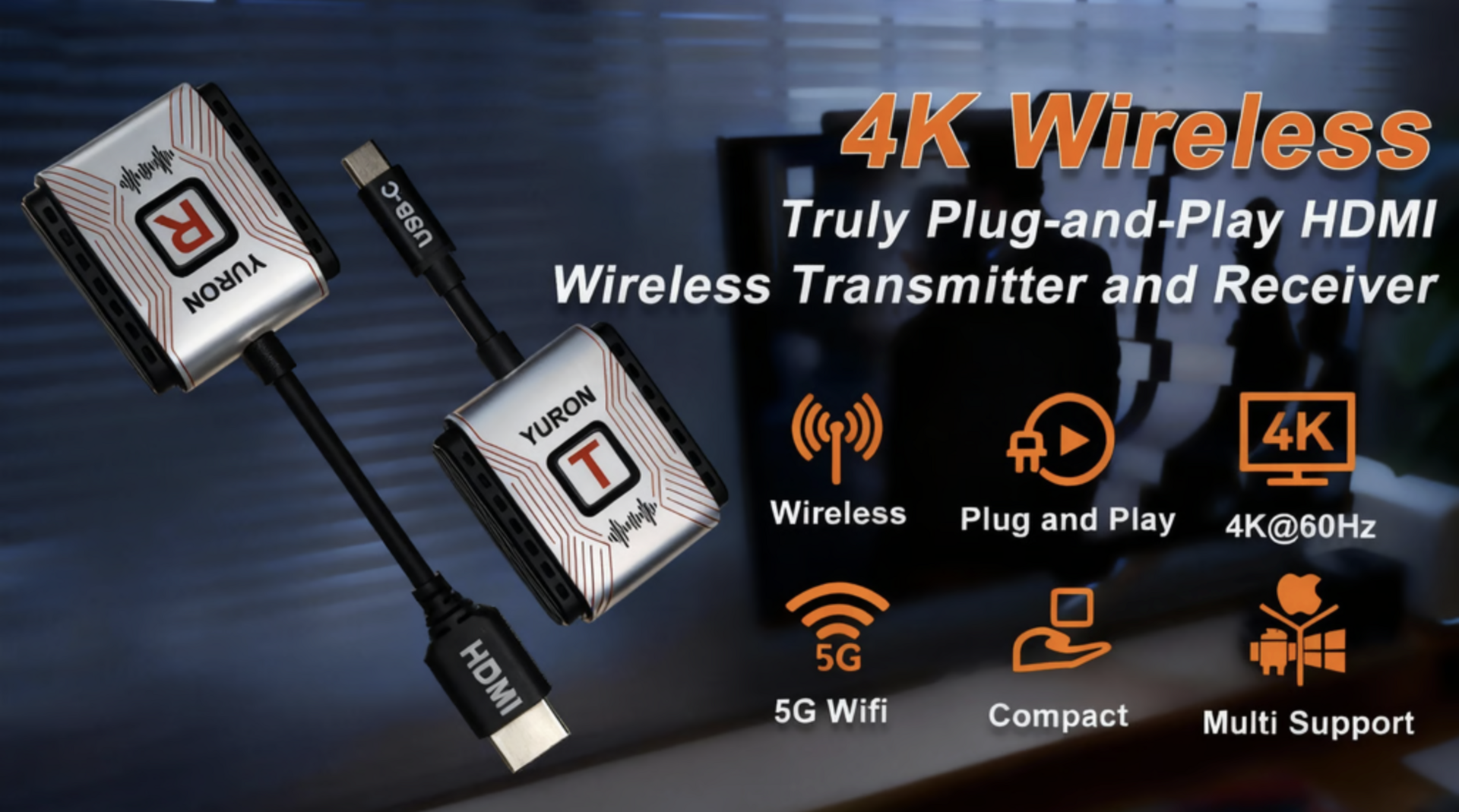 YURON: Plug-and-Play 4K Wireless Transmitter & Receiver